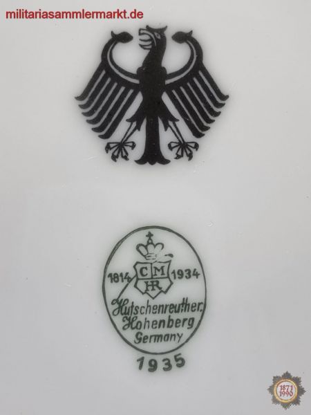 Teller, Hutschenreuther Hohenberg Germany, 1935, Reichswehr, Kantinengeschirr