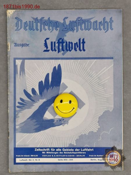 Deutsche Luftwacht, Ausgabe Luftwelt, 08/1936, Verlag E.S. Mittler & Sohn Berlin, ab 1937 NSFK