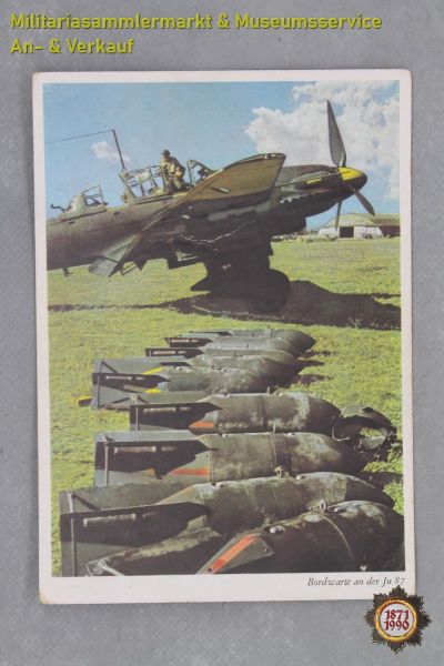 Bordwarte an der Ju87, Postkarte, P.K. Aufn. Kriegsberichterstatter Hauflein, Werner-Farbfoto