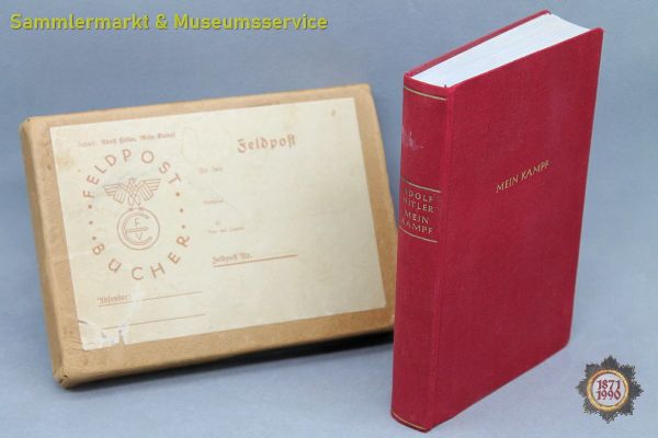 Mein Kampf, Adolf Hitler, kleine Tornisterausgabe, 1940, Feldpost, Schuber, Buch