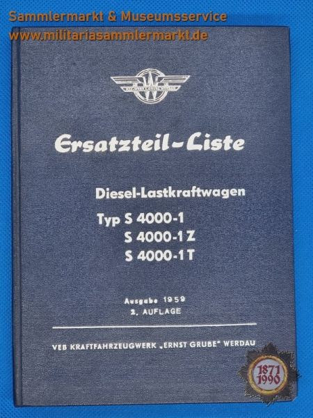 Ersatzteil-Liste, Diesel-Lastkraftwagen Typ S4000-1, S4000-1Z, S4000-1T, Nachtrag, Ausg. 1959