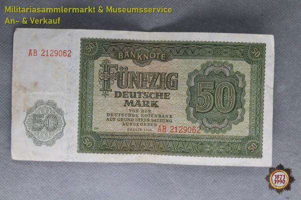 Banknote, Deutschland, Sowjetische Besatzungszone, 50 Deutsche Mark, Berlin 1948, Geld, DDR