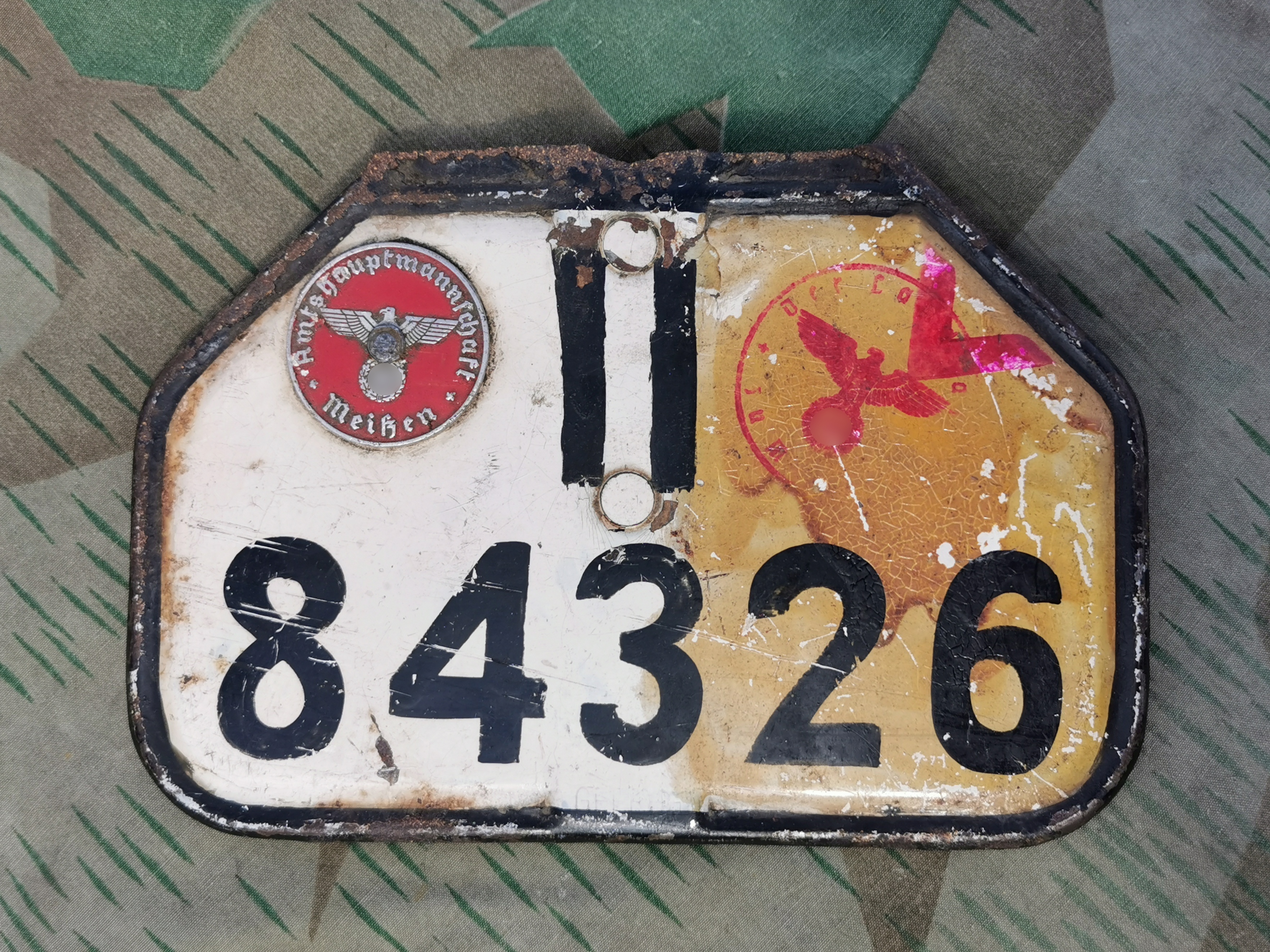 Motorrad - Kennzeichen, 1939 bis 1945, roter Winkel, historisches