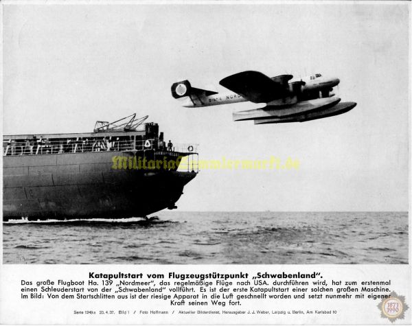 Katapultstart vom Flugzeugstützpunkt "Schwabenland", Pressefoto, Aktueller Bilderdienst, J.J.Weber