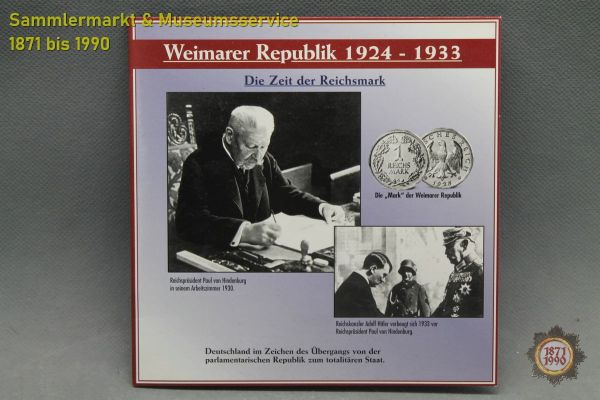 6 Münzen Weimarer Republik 1924-1933, Die Zeit der Reichsmark, 1 Pfenning bis 1 Mark