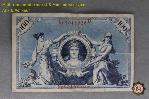 Reichsbanknote Ein Hundert Mark, Berlin, den 7. Februar 1908, Rote Seriennummer und Siegel