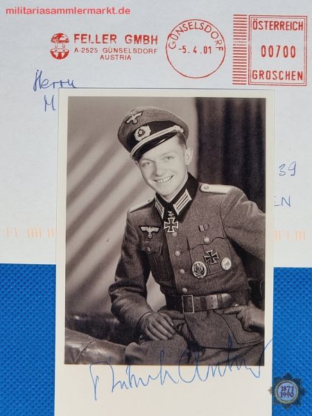 Dietrich Ascher, Ritterkreuzträger, Autograph, Autogramm, Ritterkreuz 28.02.1945, RKT