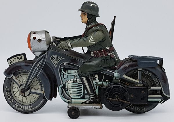 Arnold Motorrad A-754, Soldat mit Karabiner, Blechspielzeug