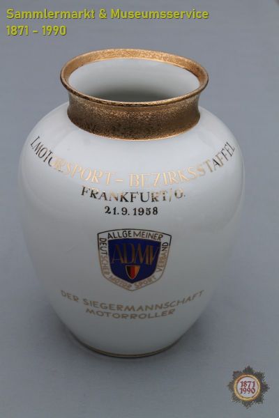 ADMV, Pokal, Motorsport-Bezirksstaffel Frankfurt/O 1958, Der Siegermannschaft Motorroller, Vase