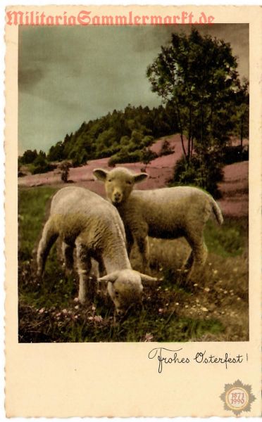 Farbige Postkarte, Feldpost, Frohe Ostern