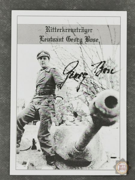 BOSE, GEORG; Autograph, Ritterkreuzträger, StuG III Sturmgeschütz, Panzer, Autogramm, RKT