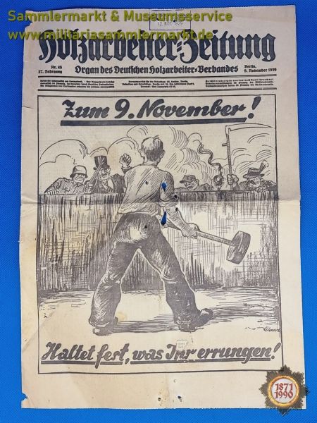 Holzarbeiter-Zeitung, Zeitschrift, Zeitung, 3 Ausgaben aus 1929