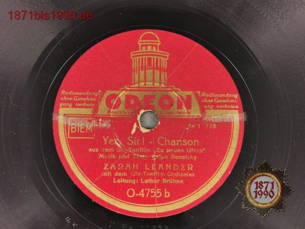 Zarah Leander; Tiefe Sehnsucht, Yes Sir!; ODEON Schellack