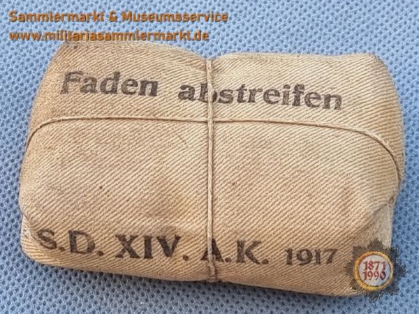 Verbandpäckchen, S.D.XIV.A.K.1917 , Sanitäter, Lazarett, DRK, Sani, Feldlazarett, !. Weltkrieg