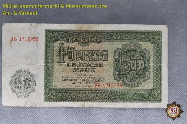 Banknote, Deutschland, Sowjetische Besatzungszone, 50 Deutsche Mark, Berlin 1948, Geld, DDR