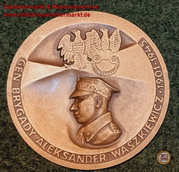 Medaille, Brigadegeneral Aleksander Waszkiewicz 1901-1945, Polen, 5. Panzerdivision, Etui