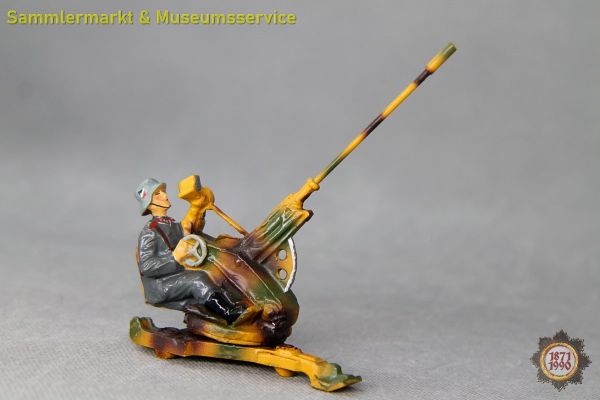 Lineol, 2cm Flak, Soldat, frühe Wehrmacht, Massefigur, Militärspielzeug, drehbar, Elastolin