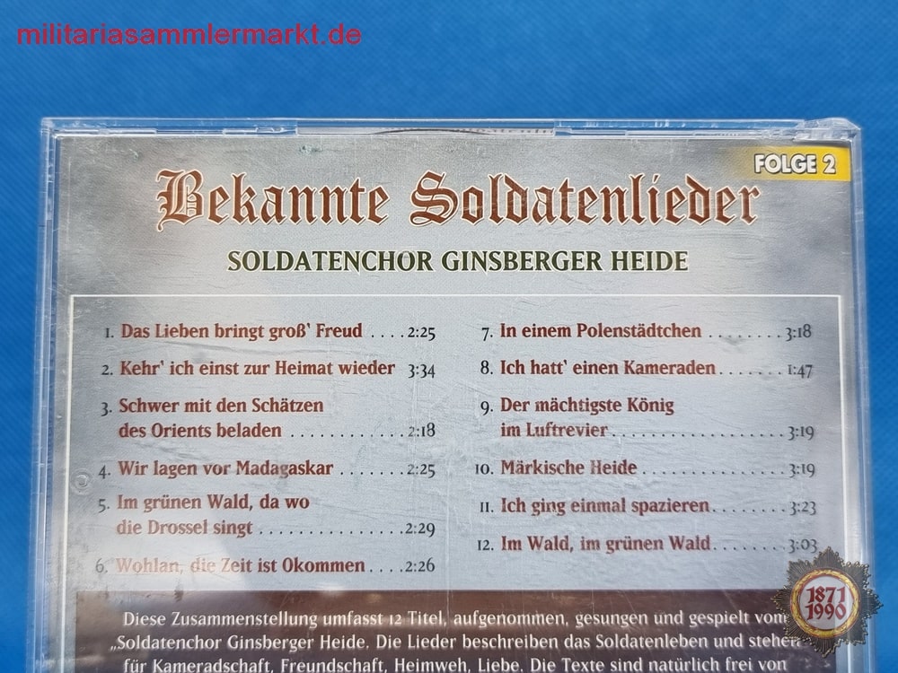 CD, Die schönsten Soldatenlieder; Bogner Records | Militariasammlermarkt.de
