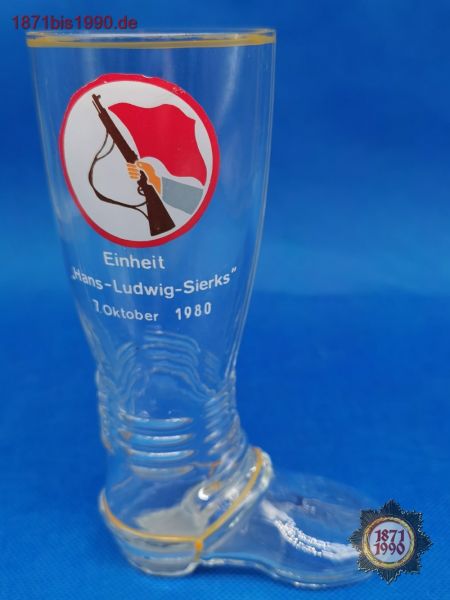 Bierglas, Einheit "Hans-Ludwig-Sierks" 7. Oktober 1980, Kampfgruppen der DDR, Bierstiefel