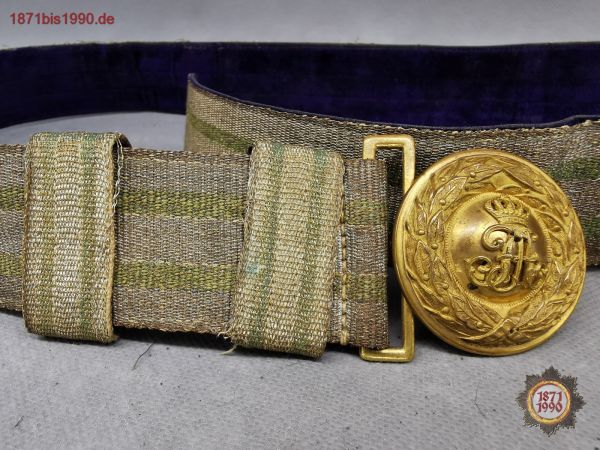 sächsisches Feldbindenschloss für Offiziere mit Aluminiumgespinstkoppel, lila, Reichswehr