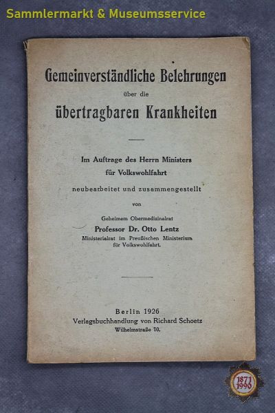 Gemeinverständliche Belehrungen über die übertragbaren Krankheiten, 1926, Buch