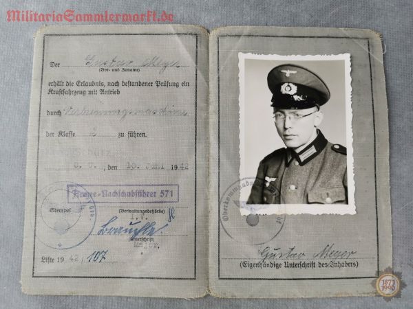 Wehrmacht-Führerschein eines Kradschützen