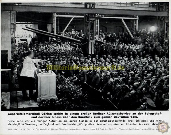 GFM Göring spricht in einem großen Berliner Rüstungsbetrieb, Pressefoto, Aktueller Bilderdienst, J.J