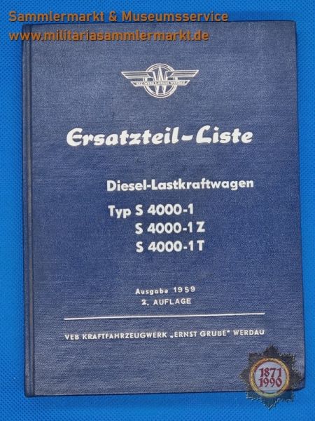 Ersatzteil-Liste, Diesel-Lastkraftwagen Typ S4000-1, S4000-1Z, S4000-1T, Ausgabe. 1959