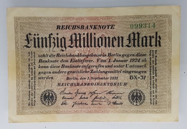 Fünfzig Millionen Mark, Reichsbanknote 1923