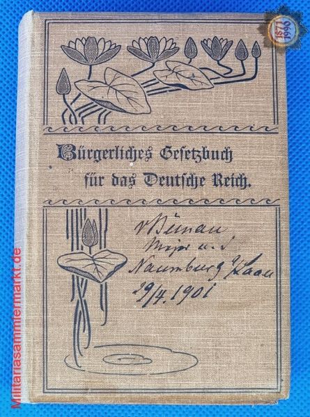 Buch: Bürgerliches Gesetzbuch für das Deutsche Reich, um 1900, Jugendstil