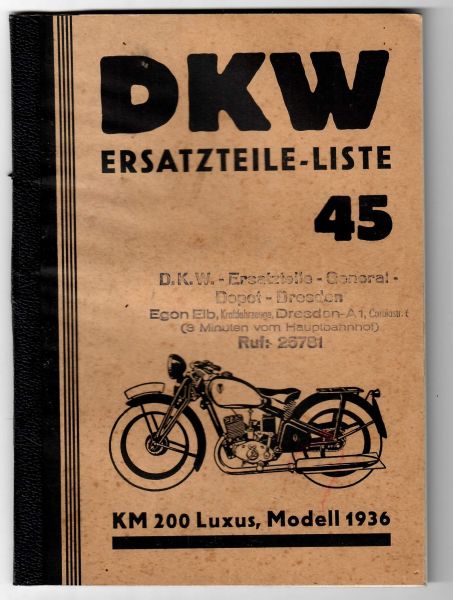 DKW KM200 Luxus, Modell 1936, Ersatzteile-Liste 46