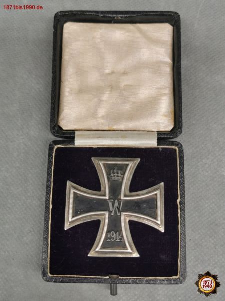 EK1, Eisernes Kreuz 1914 im Etui, KO Klein & Quenzer, versilbert