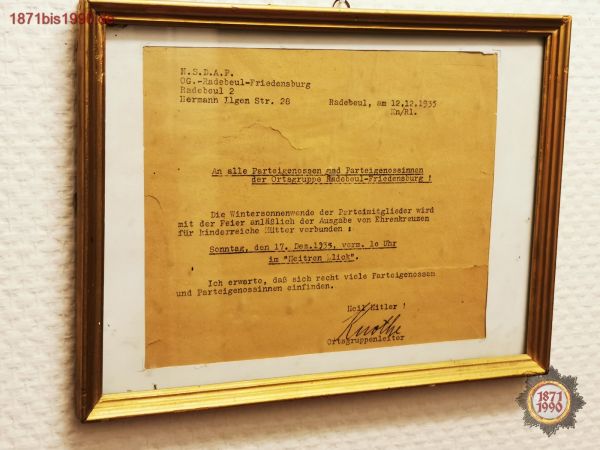 NSDAP, OG.-Radebeul Friedensburg, Feiereinladung Wintersonnenwende 1935