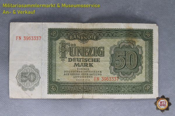 Banknote, Deutschland, Sowjetische Besatzungszone, 50 Deutsche Mark, Berlin 1948, Geld, DDR