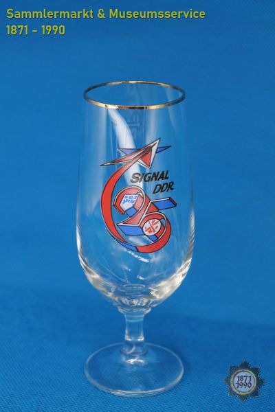 Sammlerglas, Signal 25, FDJ, GST, DDR, Goldrand, Lausitzer Glas, Weißwasser, Biertulpe