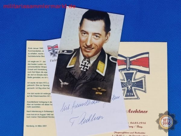 Fritz Aechtner, Ritterkreuzträger, Autograph, Autogramm, Ritterkreuz 20.12.1944, RKT