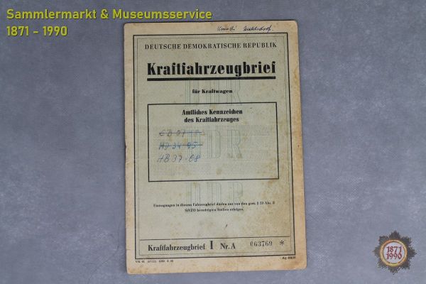 Kfz-Brief P70, F8, Kombiwagen, Bj. 1956, VEB Automobilwerk Zwickau, Karl-Marx-Stadt, DDR