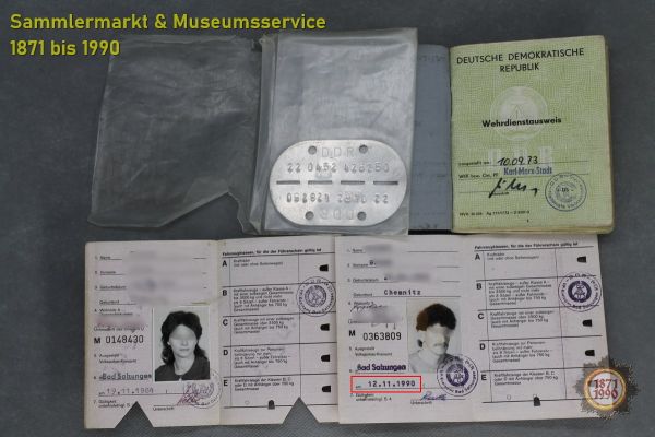 Kurios! DDR Führerschein vom 12.11.1990! Wehrdienstausweis, Erkennungsmarke, FS der Frau