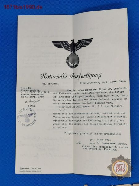 Notarschreiben, Dr. Krafting, NSRB, Dippoldiswalde, Obercarsdorf 1940, 1945