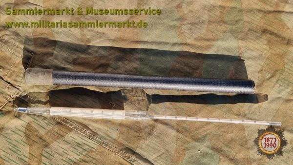 Aräometer n. Dichte für Mineralöle mit Thermometer, Tp 15° C. Wehrmacht, Dichtespindel mit Hülle