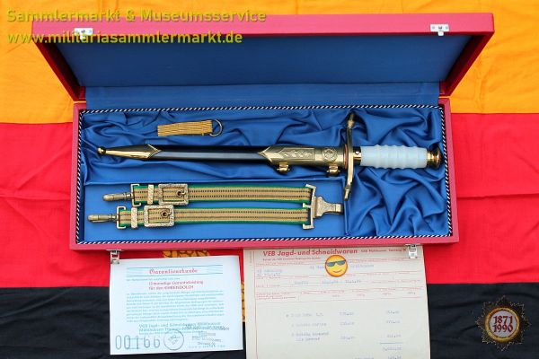 Ehrendolch 1990, General Grenztruppen der DDR, Nr.00166, Gravur, Gehänge Schatulle Generalsdolch