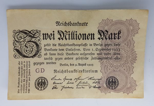 Zwei Millionen Mark, Reichsbanknote 1923