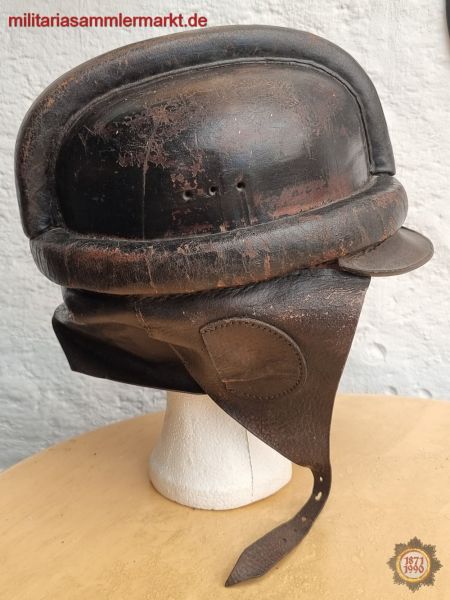 NSKK Motorradhelm, Sturzhelm, Helm, Lederhelm, Adler fehlt - Löcher vorhanden