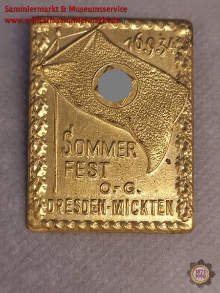 NSDAP, Sommerfest O.-G. Dresden-Mickten, 16.9.34, Veranstaltungsabzeichen, Abzeichen