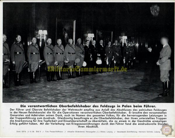 Die verantwortlichen Oberbefehlshaber des Feldzuges in Polen beim Führer, Pressefoto, Aktueller Bild
