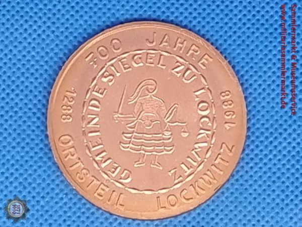 DDR, Medaille, 700 Jahre Lockwitz, Dresden, Gemeindesiegel, 1288-1988, Plakette