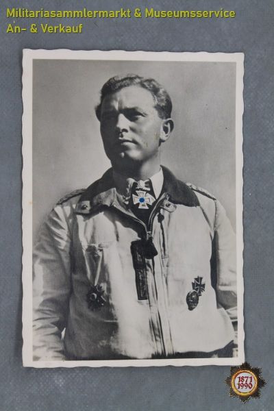 Oberstleutnant Walter Oesau, Pressefoto, VDA Postkarte Berlin, Ritterkreuzträger, Foto