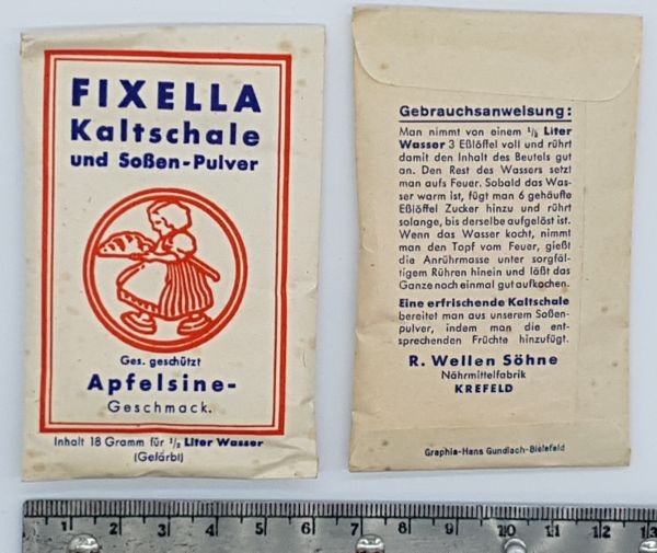 FIXELLA Kaltschale und Soßen-Pulver, R. Wellen Söhne Krefeld