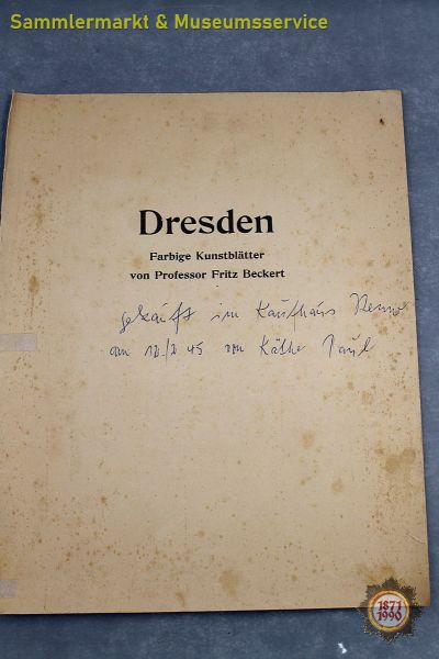 Dresden, Farbige Kunstblätter von Professor Fritz Beckert, 6 Stück, gekauft 1945