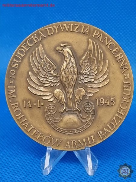 polnische Medaille der 10. Sudetischen Panzerdivision 1972, Gedenkplakette